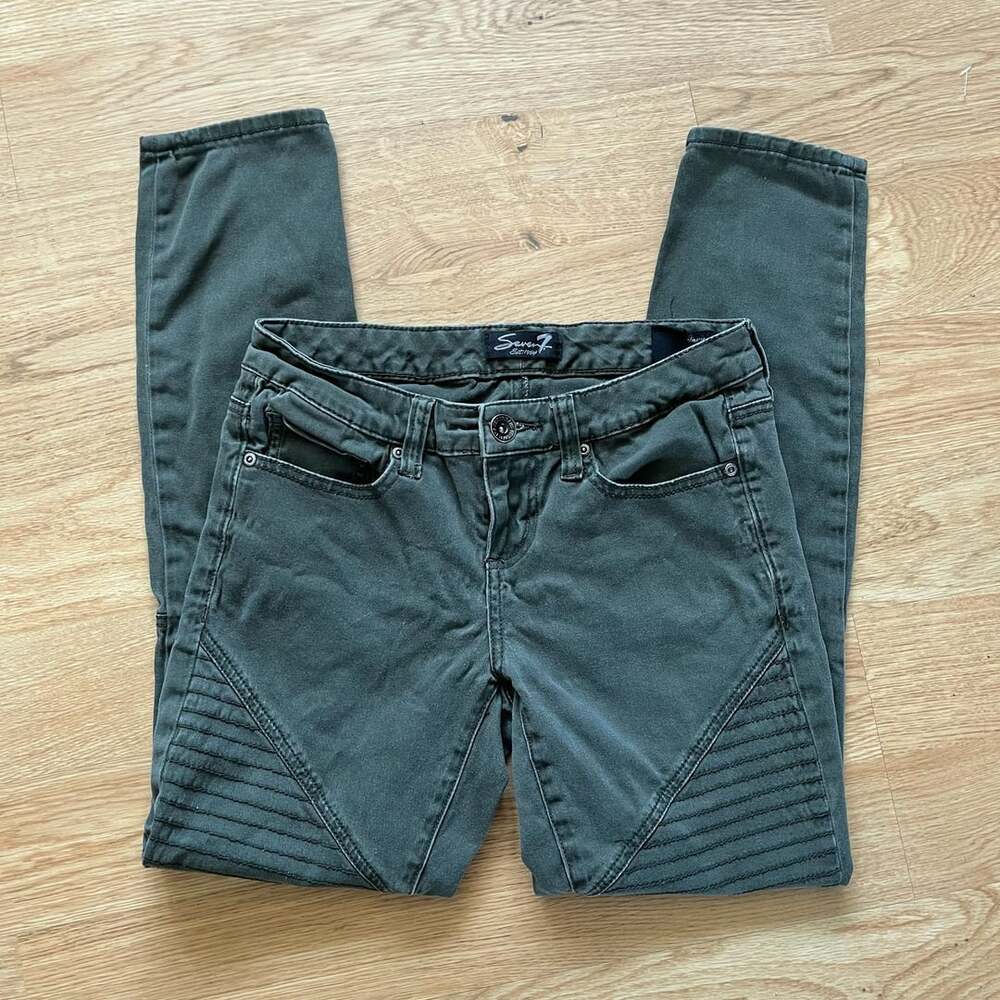 Seven7 Skinny Moto Jeans Women’s Size 4 Green Rugged
